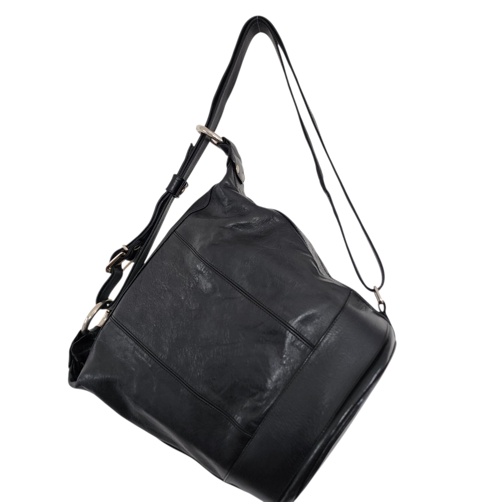 Marco Valentino Black Leather Bucket Bag Large Shoulder Bag - Picture 15 of 16
